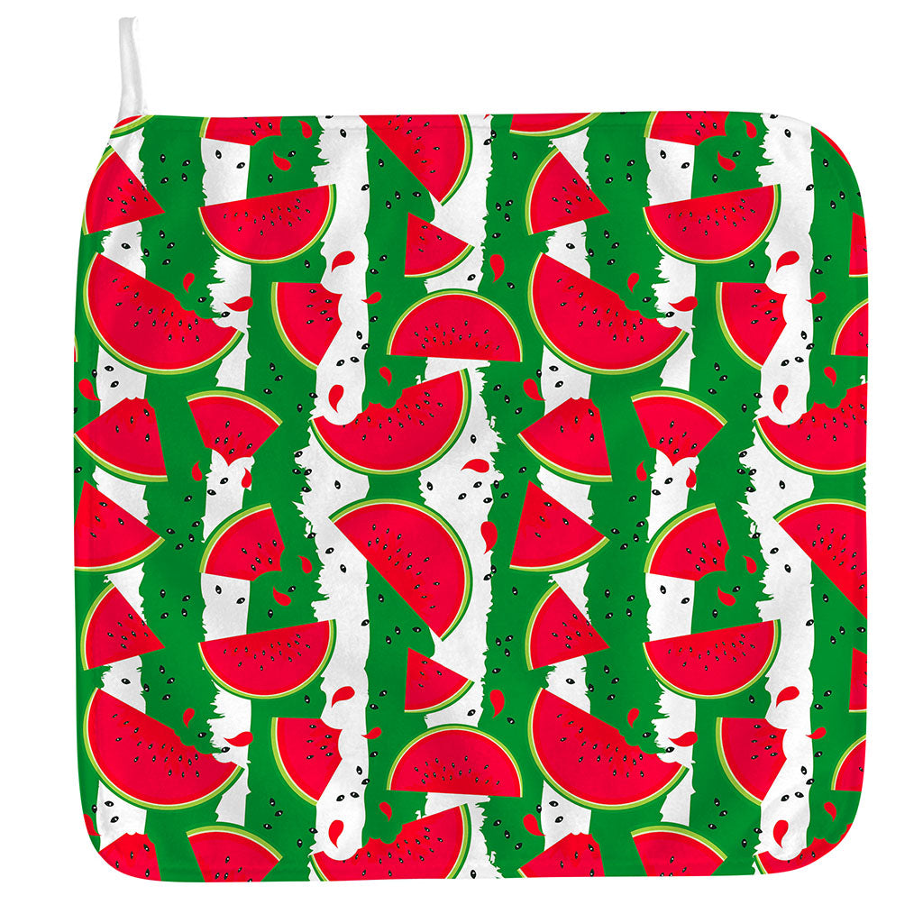 Green Stripes Watermelon Pattern Print Hand Towel