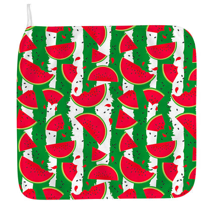 Green Stripes Watermelon Pattern Print Hand Towel