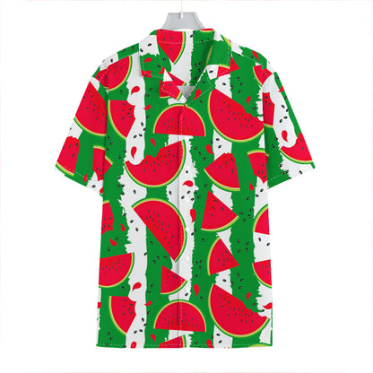 Green Stripes Watermelon Pattern Print Hawaiian Shirt
