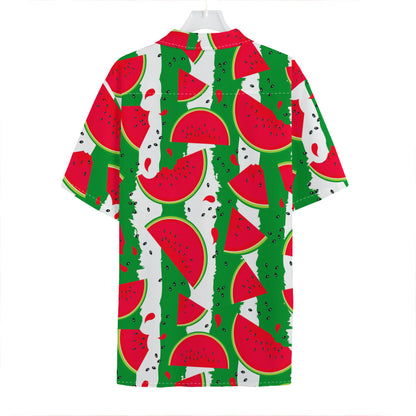 Green Stripes Watermelon Pattern Print Hawaiian Shirt