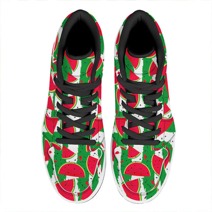 Green Stripes Watermelon Pattern Print High Top Leather Sneakers