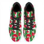 Green Stripes Watermelon Pattern Print High Top Leather Sneakers
