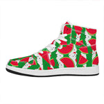 Green Stripes Watermelon Pattern Print High Top Leather Sneakers