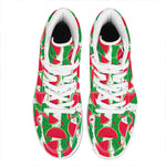 Green Stripes Watermelon Pattern Print High Top Leather Sneakers
