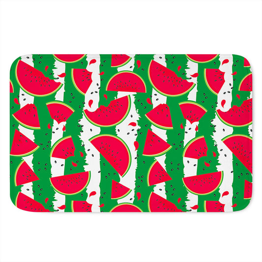 Green Stripes Watermelon Pattern Print Indoor Door Mat