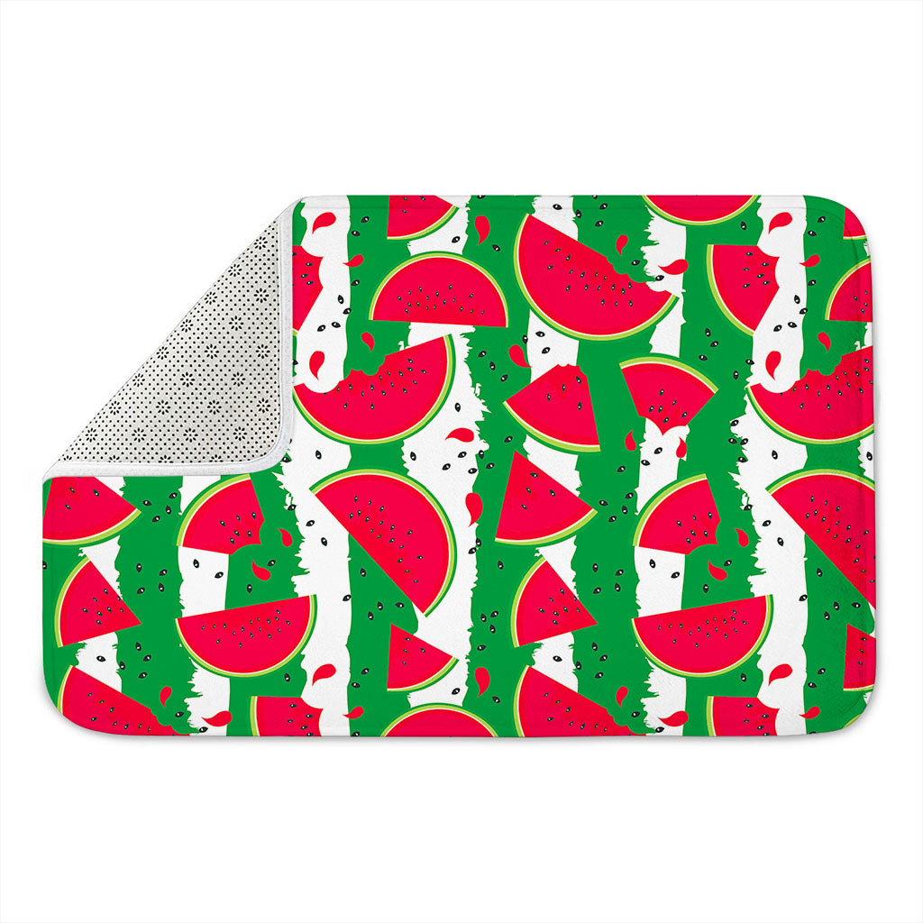 Green Stripes Watermelon Pattern Print Indoor Door Mat