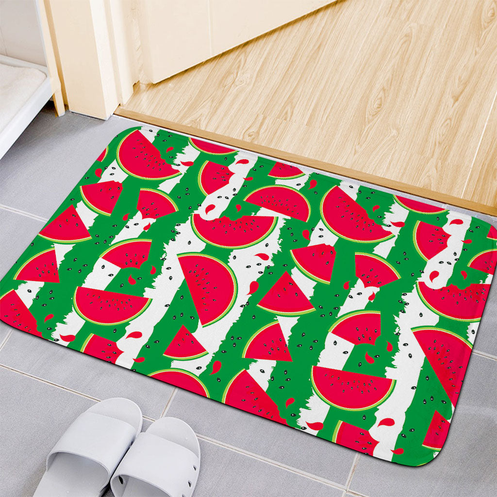 Green Stripes Watermelon Pattern Print Indoor Door Mat