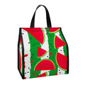 Green Stripes Watermelon Pattern Print Insulated Lunch Tote