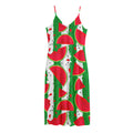 Green Stripes Watermelon Pattern Print Jersey Midi Cami Dress