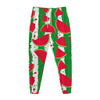 Green Stripes Watermelon Pattern Print Jogger Pants