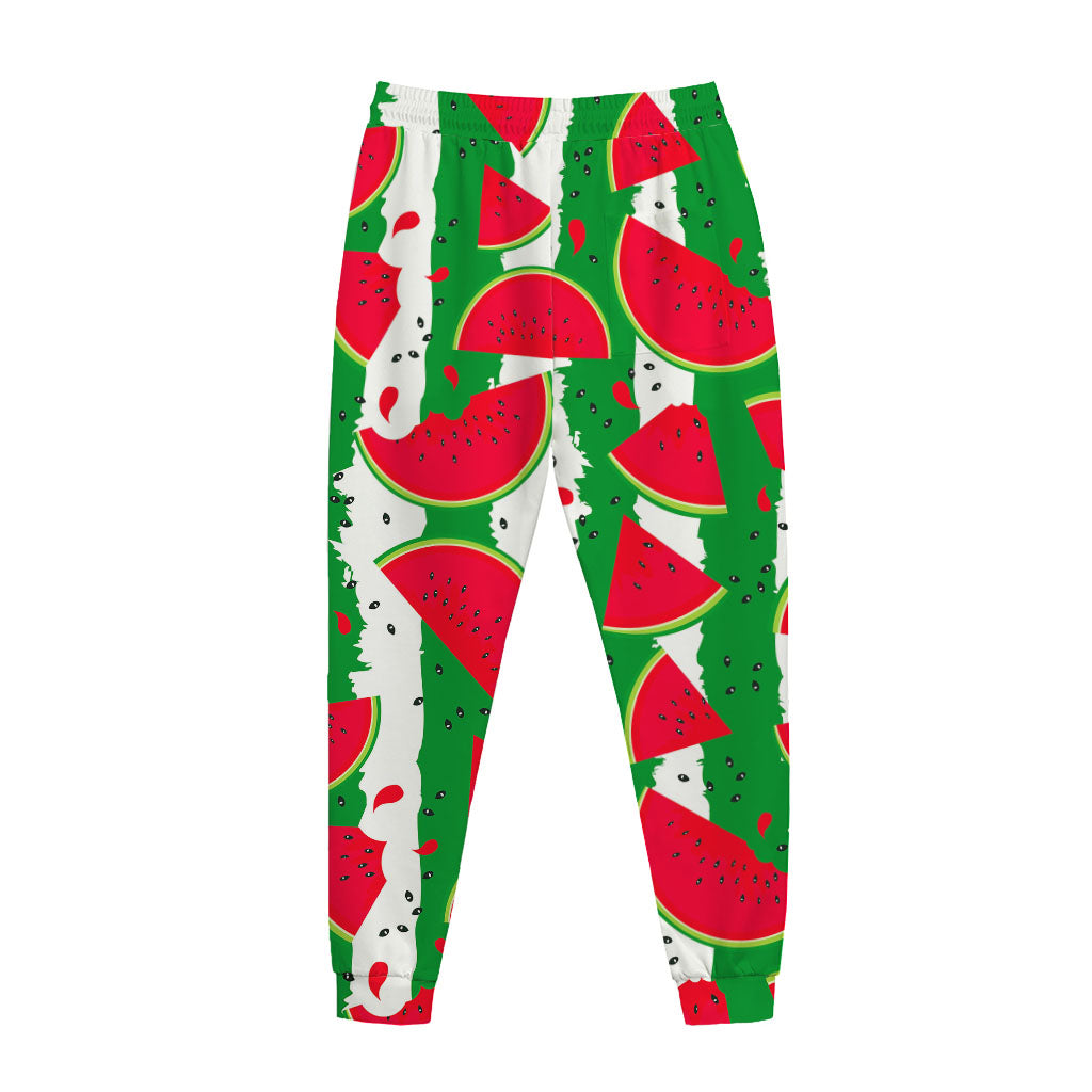 Green Stripes Watermelon Pattern Print Jogger Pants