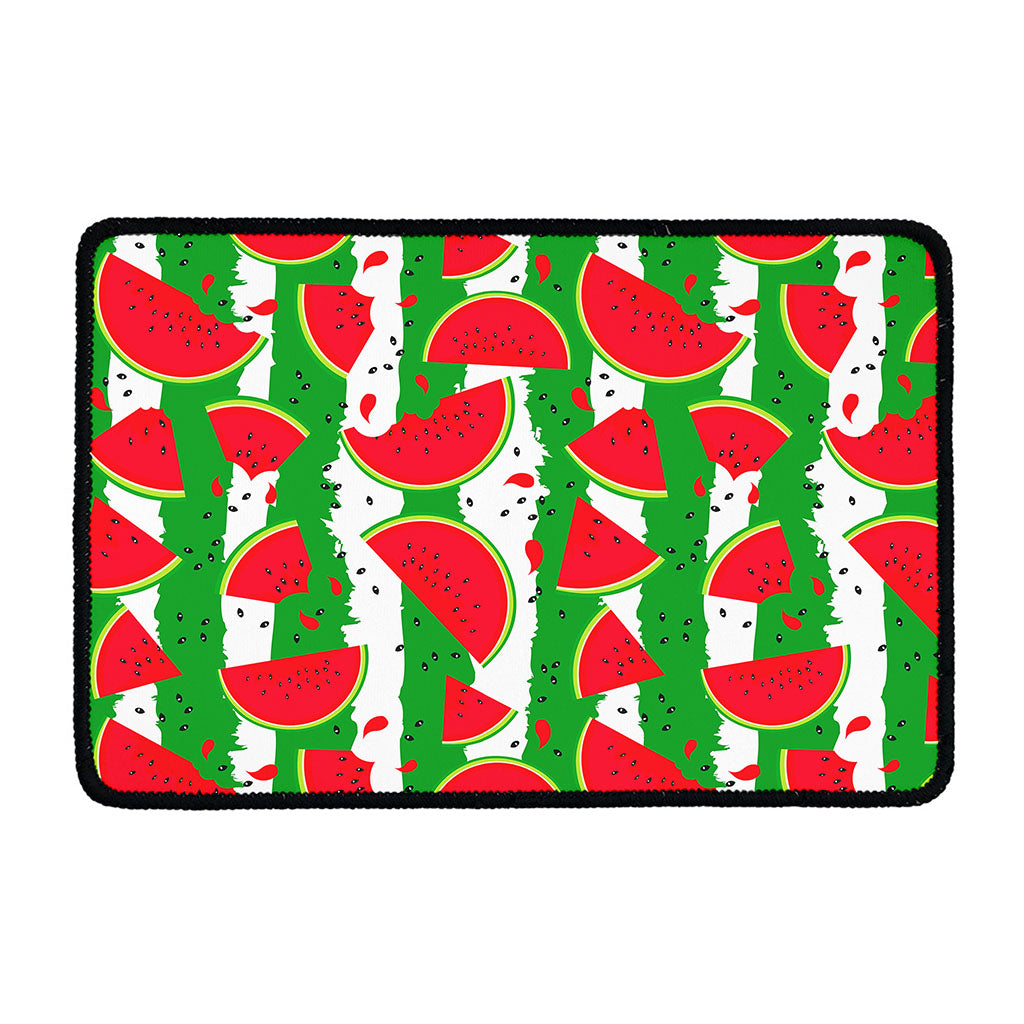 Green Stripes Watermelon Pattern Print Kitchen Mat