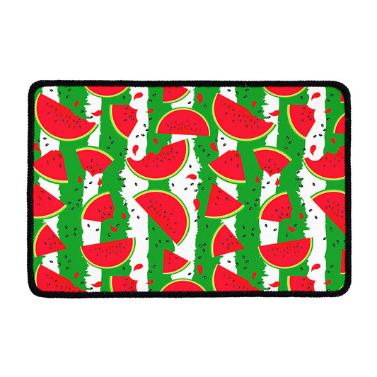Green Stripes Watermelon Pattern Print Kitchen Mat