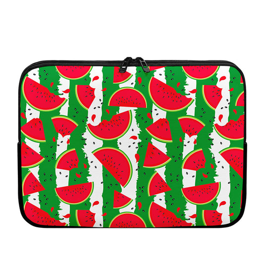 Green Stripes Watermelon Pattern Print Laptop Sleeve