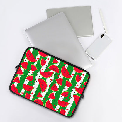 Green Stripes Watermelon Pattern Print Laptop Sleeve