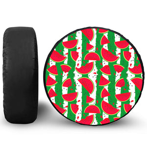 Green Stripes Watermelon Pattern Print Leather Spare Tire Cover