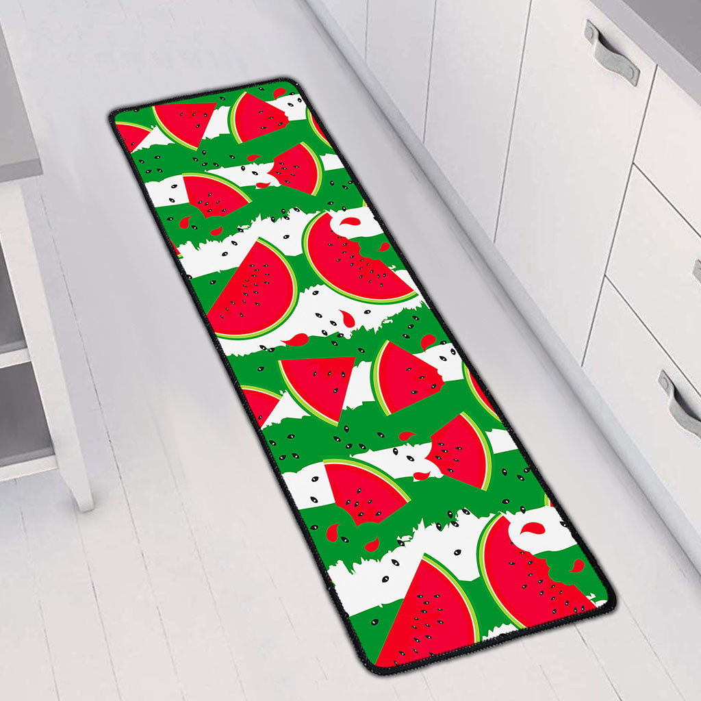 Green Stripes Watermelon Pattern Print Long Kitchen Mat