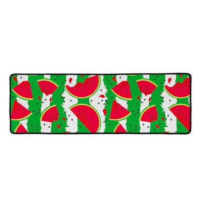 Green Stripes Watermelon Pattern Print Long Kitchen Mat