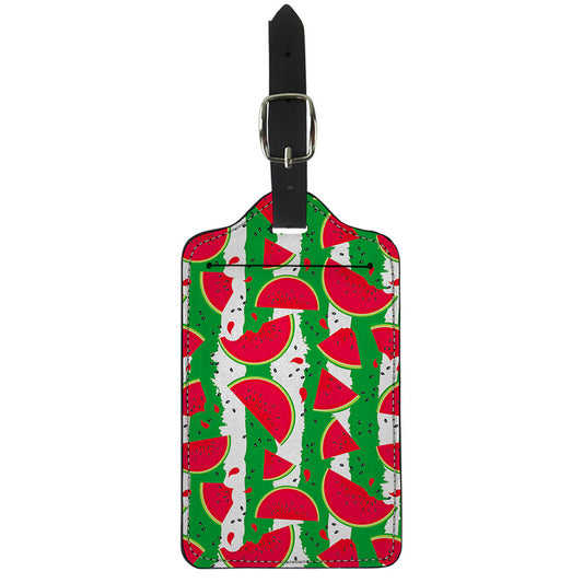 Green Stripes Watermelon Pattern Print Luggage Tag