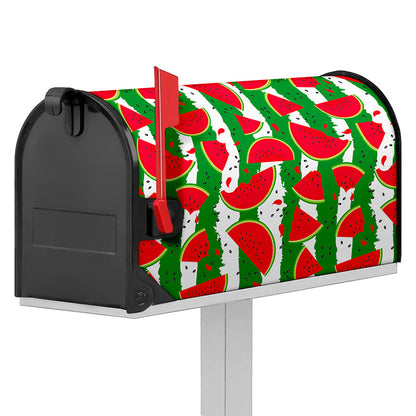 Green Stripes Watermelon Pattern Print Mailbox Cover