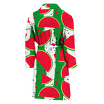 Green Stripes Watermelon Pattern Print Men's Bathrobe