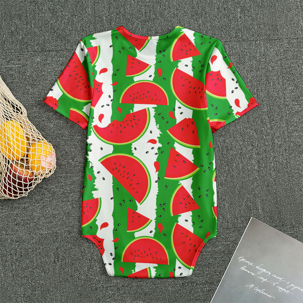 Green Stripes Watermelon Pattern Print Men's Bodysuit