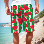 Green Stripes Watermelon Pattern Print Men's Cargo Shorts