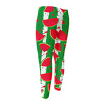 Green Stripes Watermelon Pattern Print Men's Compression Pants