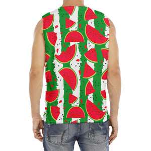 Green Stripes Watermelon Pattern Print Men's Fitness Tank Top