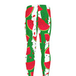 Green Stripes Watermelon Pattern Print Men's leggings
