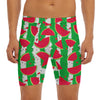 Green Stripes Watermelon Pattern Print Men's Long Boxer Briefs