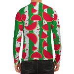 Green Stripes Watermelon Pattern Print Men's Long Sleeve Rash Guard