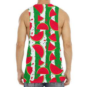 Green Stripes Watermelon Pattern Print Men's Muscle Tank Top