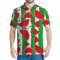 Green Stripes Watermelon Pattern Print Men's Polo Shirt