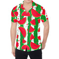 Green Stripes Watermelon Pattern Print Men's Shirt