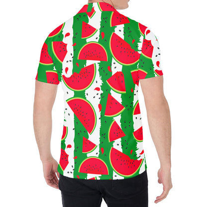 Green Stripes Watermelon Pattern Print Men's Shirt