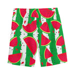 Green Stripes Watermelon Pattern Print Men's Sports Shorts