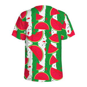 Green Stripes Watermelon Pattern Print Men's Sports T-Shirt