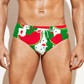 Green Stripes Watermelon Pattern Print Men's Swim Briefs