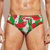 Green Stripes Watermelon Pattern Print Men's Swim Briefs