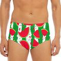 Green Stripes Watermelon Pattern Print Men's Triangle Swim Briefs