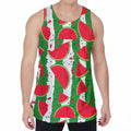 Green Stripes Watermelon Pattern Print Men's Velvet Tank Top