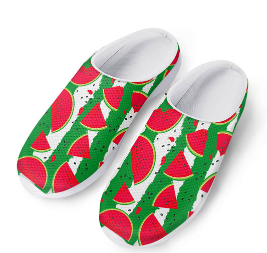 Green Stripes Watermelon Pattern Print Mesh Casual Shoes