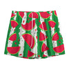 Green Stripes Watermelon Pattern Print Mesh Shorts