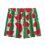 Green Stripes Watermelon Pattern Print Mesh Shorts