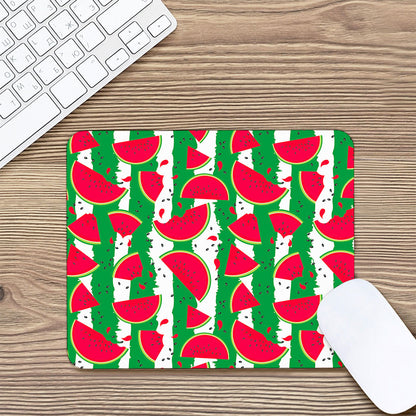 Green Stripes Watermelon Pattern Print Mouse Pad
