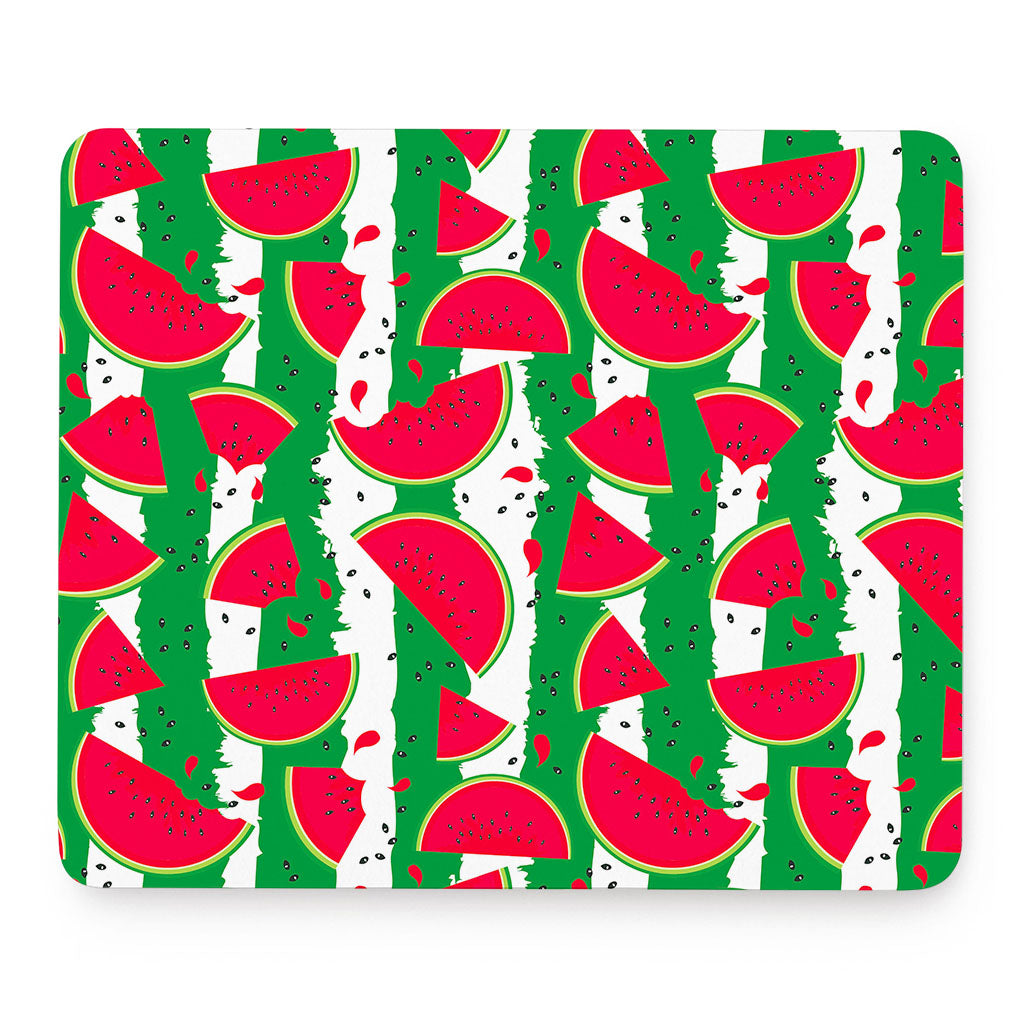 Green Stripes Watermelon Pattern Print Mouse Pad