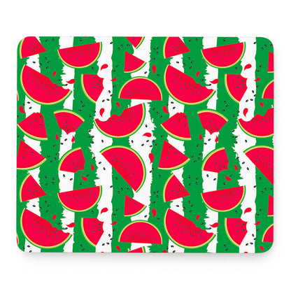 Green Stripes Watermelon Pattern Print Mouse Pad