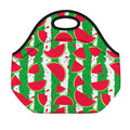Green Stripes Watermelon Pattern Print Neoprene Lunch Bag