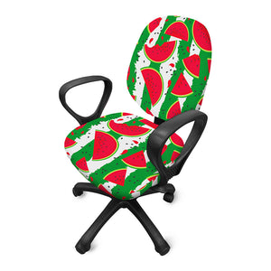 Green Stripes Watermelon Pattern Print Office Chair Cover